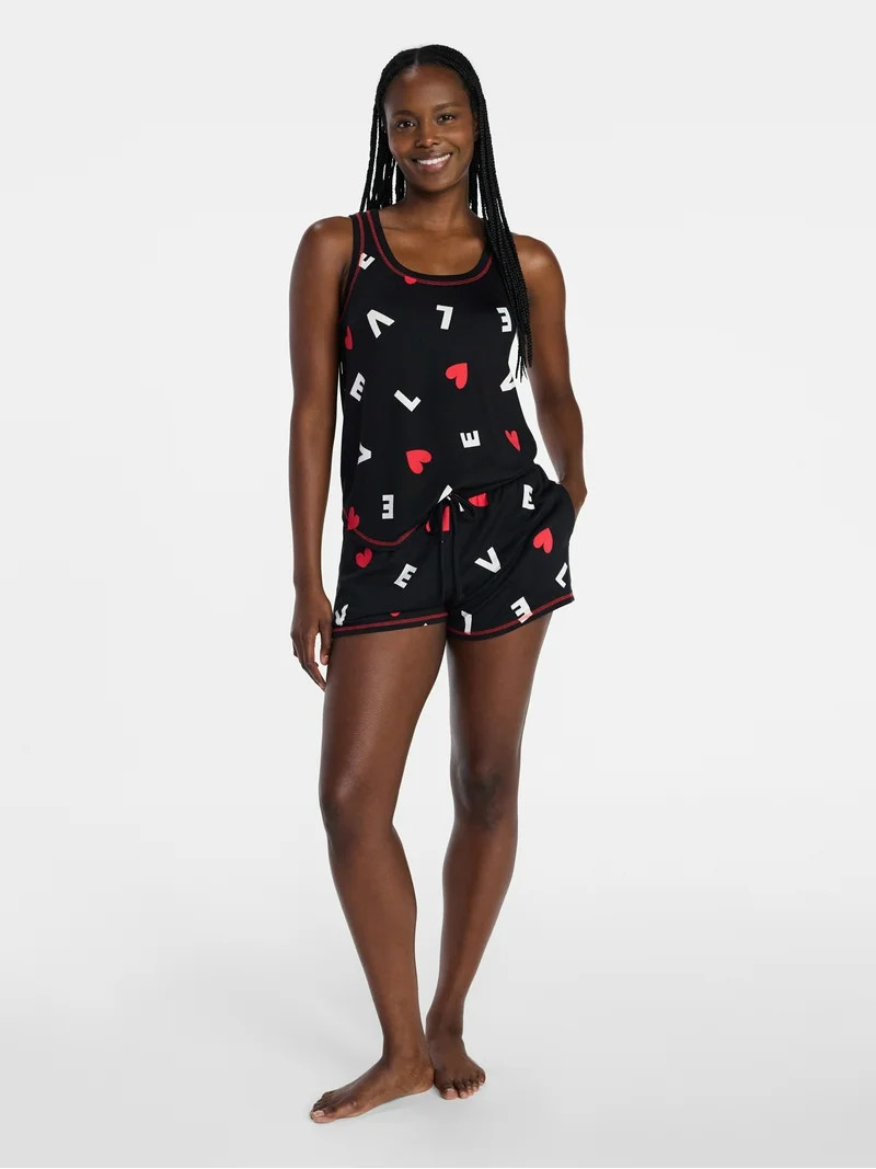 Joyspun Women's Cozy Lounge Collection Hacci Knit Tank Top and Shorts Pajama Set, 2-Piece, Sizes ... | Walmart (US)