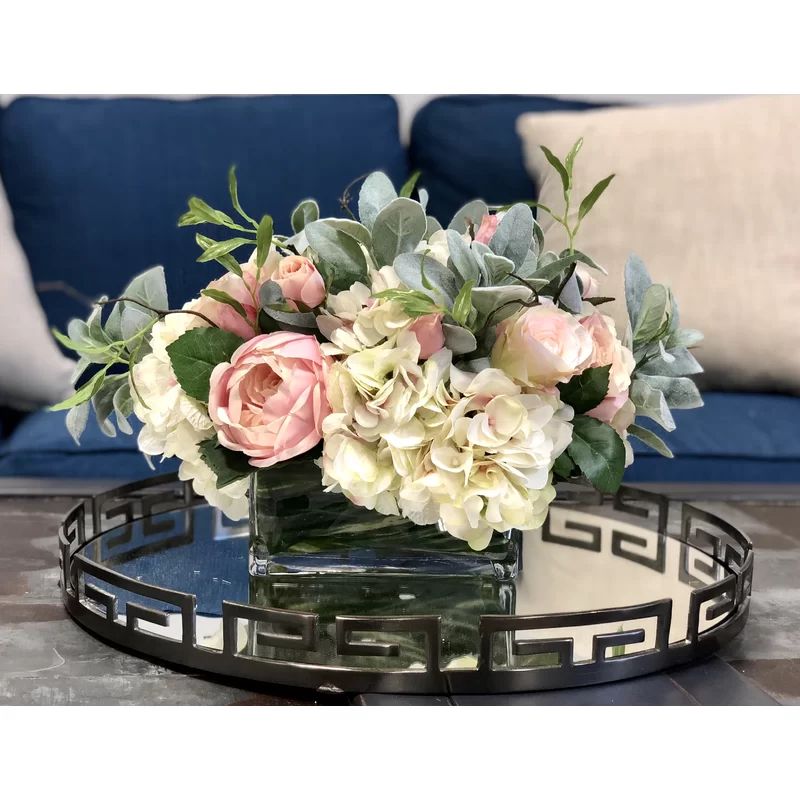 Rose and Hydrangea Floral Arrangement in Vase | Wayfair North America