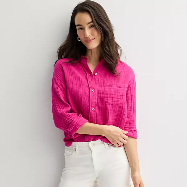 Women's Sonoma Goods For Life® Oversized Boyfriend Shirt | Kohl's