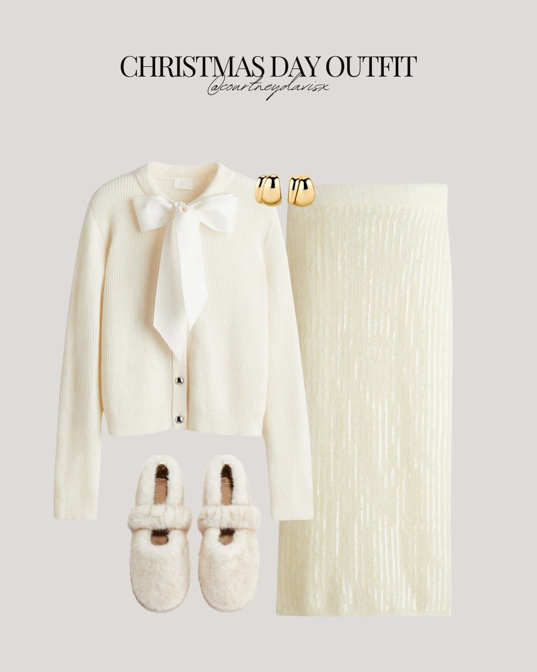 Christmas Day outfit ✨

Christmas Day outfit, sequin skirt, cream sequin skirt, cream bow cardigan, cream slippers, bow top, Christmas top

#LTKfestive #LTKwinter #LTKpartywear