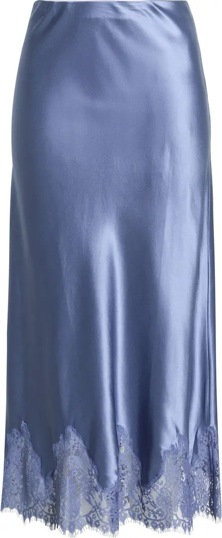 Carolina Lace Trim Silk Midi Skirt | Nordstrom