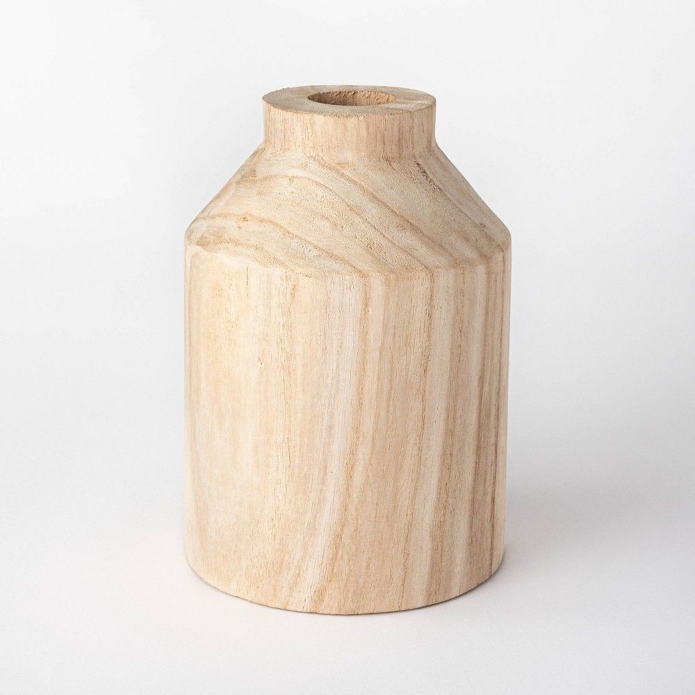 9"" Decorative Wooden Vase Natural - Threshold designed with Studio McGee | Target