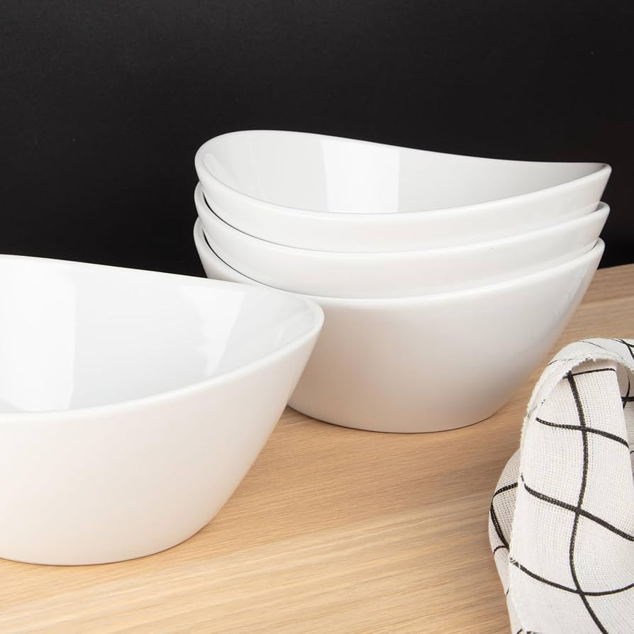 Takywep 42 oz Porcelain Bowl Set of 4, 8 Inch Large Oval Ceramic Serving Bowls for Salad, Pasta, ... | Amazon (US)