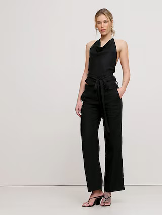 Viscose-Linen Open-Back Halter Top | Banana Republic (US)