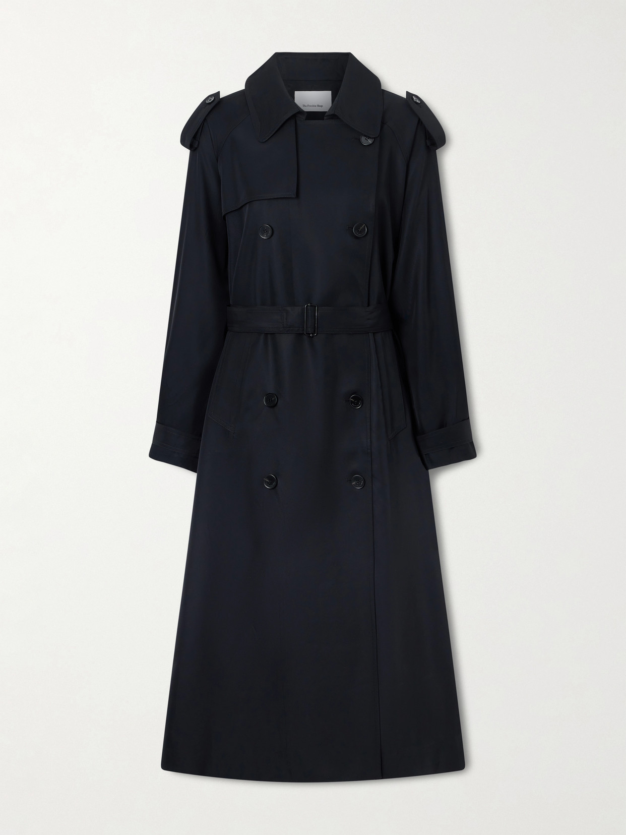 The Frankie Shop - Veyron Double-breasted Belted Twill Trench Coat - Black | NET-A-PORTER (UK & EU)