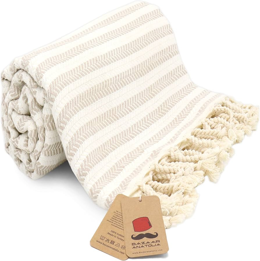 Bazaar Anatolia Turkish Bath Towels 100% Cotton Beach Towel Oversized Quick Dry Boho Blanket Farm... | Amazon (US)