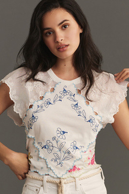 By Anthropologie Short-Sleeve Pieced Hanky Crop Top | Anthropologie (US)
