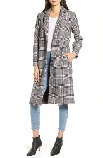Oxford Checked Long Coat | Nordstrom Rack