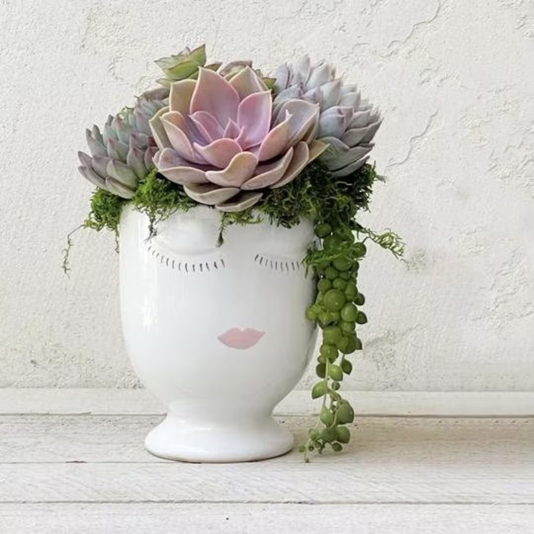 Face Pot Planter | Celfie | Lady Face Closed Eyes Planter for Plants or Succulents  | Facepot | F... | Etsy (US)