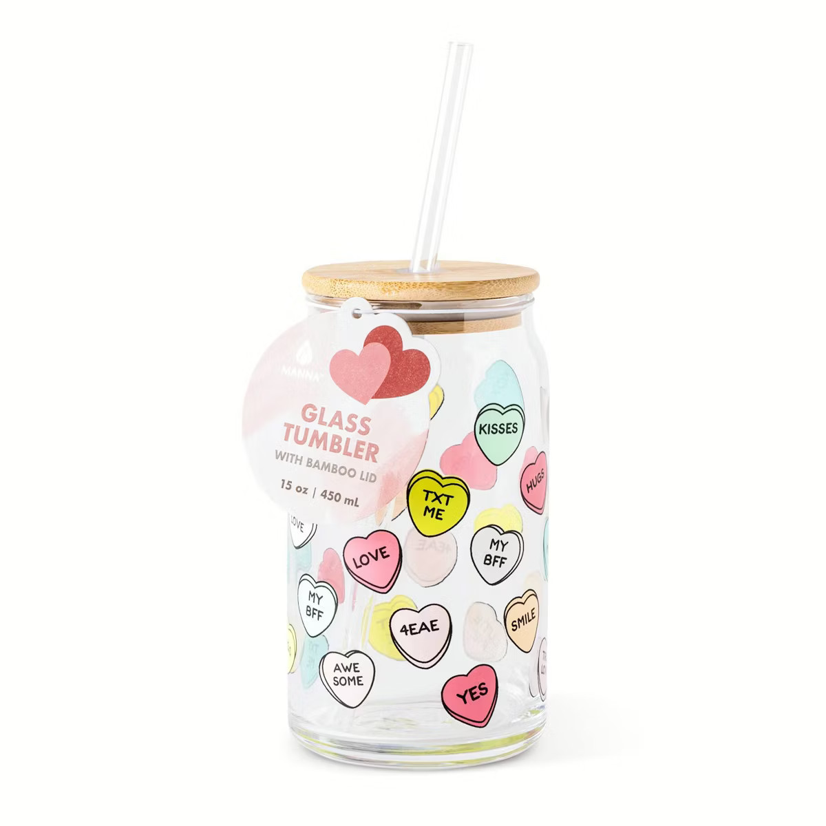 Manna 15oz Glass Neon Conversation Hearts Tumbler | Target
