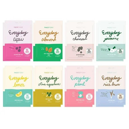 Everyday Set of 8 Sheet Masks (16 Count) - Hydrating Essence Korean Sheet Mask for Chemicals and Saf | Walmart (US)