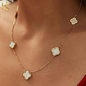 Four Leaf Clover Choker Necklace | 18K Gold Plated Clover Necklace for Women | Lovely Gift | Amazon (US)