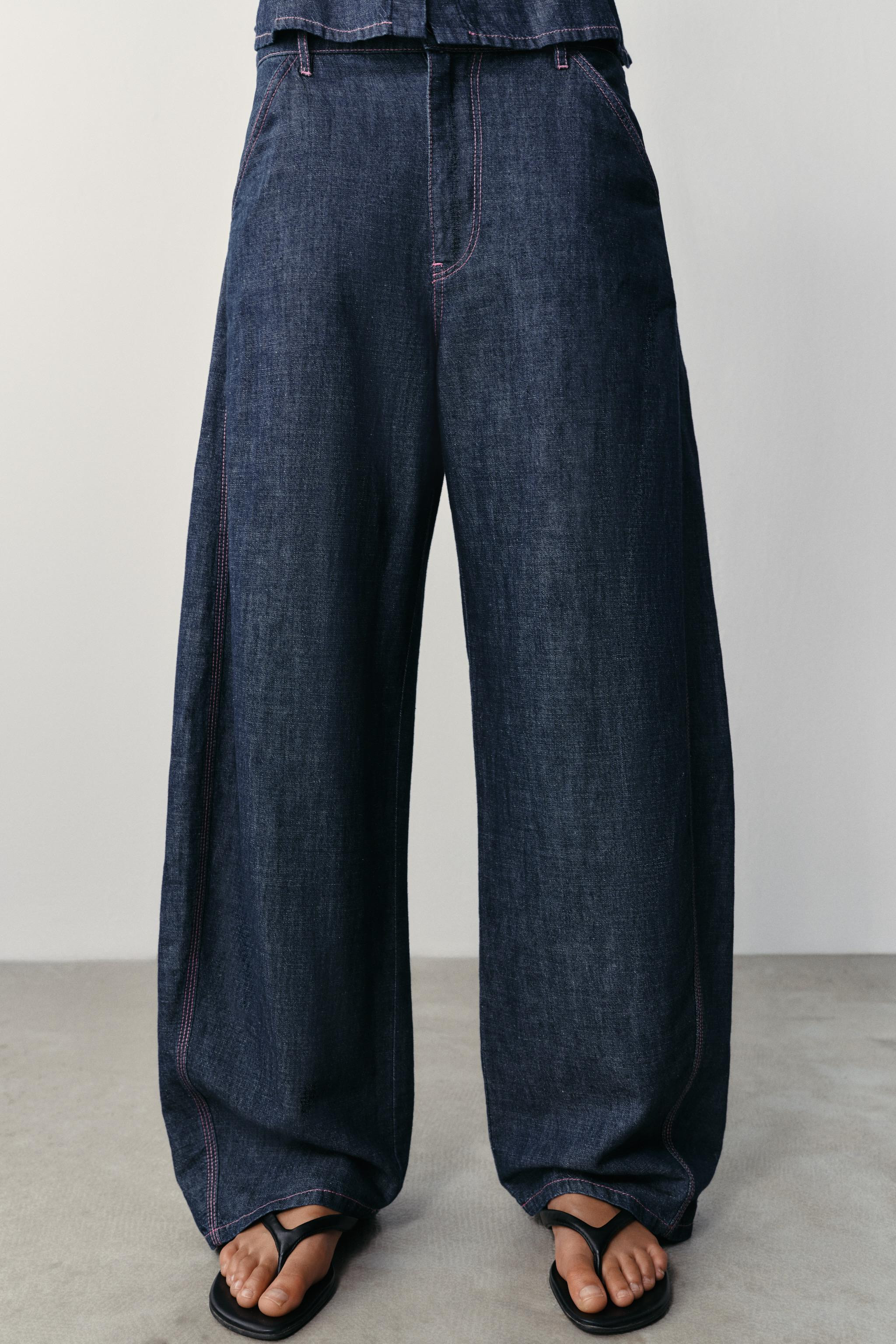 LINEN BARREL PANTS | Zara US
