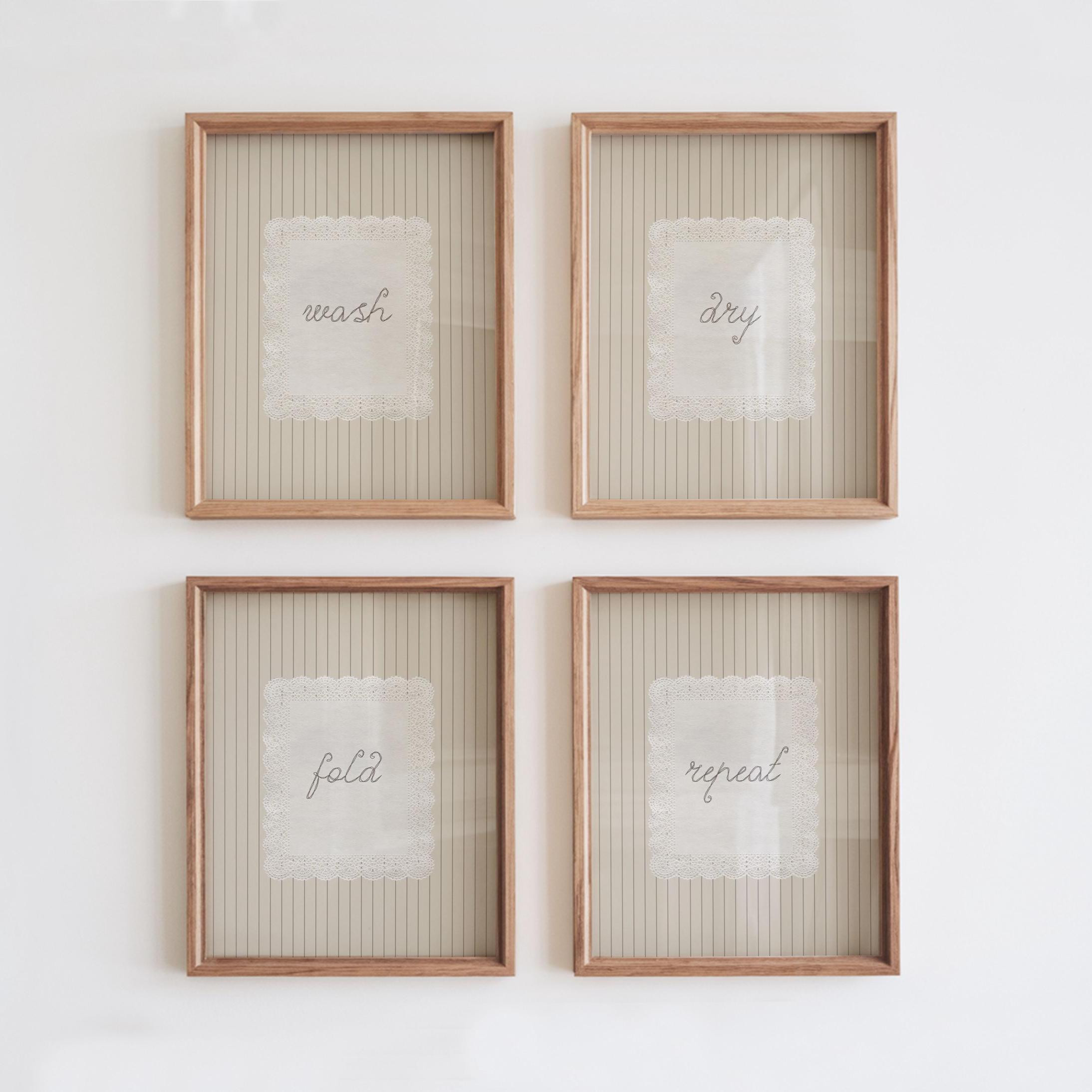 Neutral Laundry Room Print Set: Vintage Wash Dry Fold Repeat Art (Digital Download) | Etsy (Global)