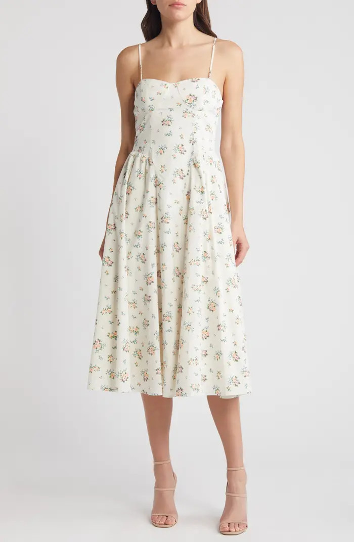 Charles Henry Floral Print Bustier Sleeveless Maxi Dress | Nordstrom | Nordstrom