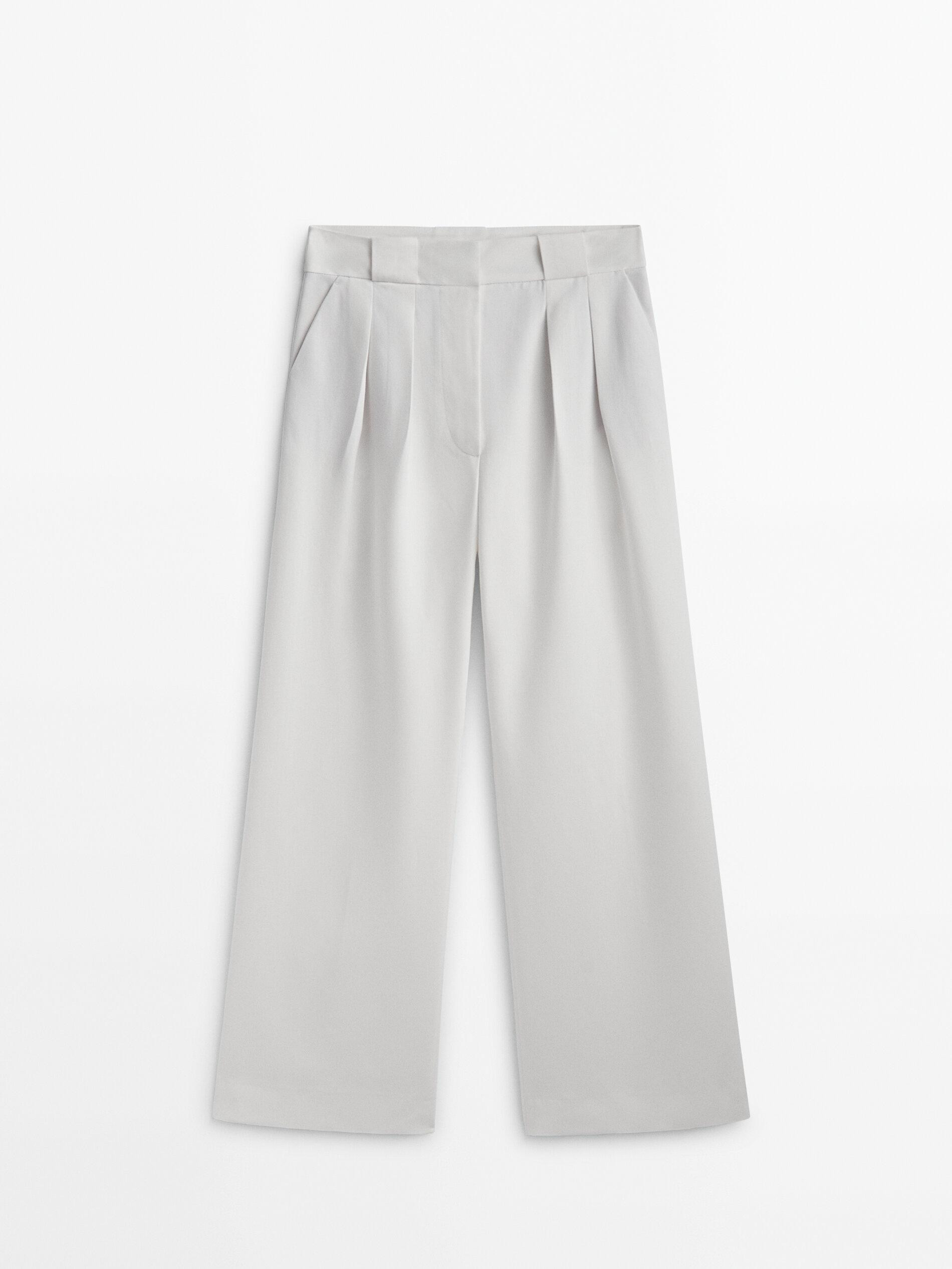 Wide-leg darted suit trousers - Studio | Massimo Dutti US