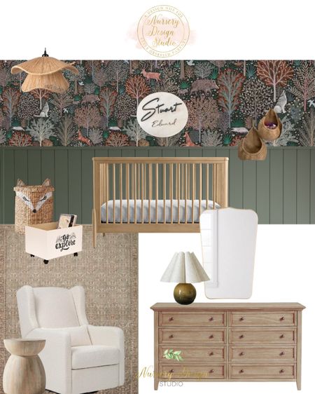 Woodland nursery design, wood tone crib, nursery dresser, nursery baskets 

#LTKSaleAlert #LTKBump #LTKKids