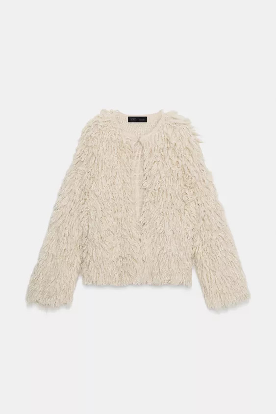 BRUSHED EFFECT FRINGED CARDIGAN | Zara UK