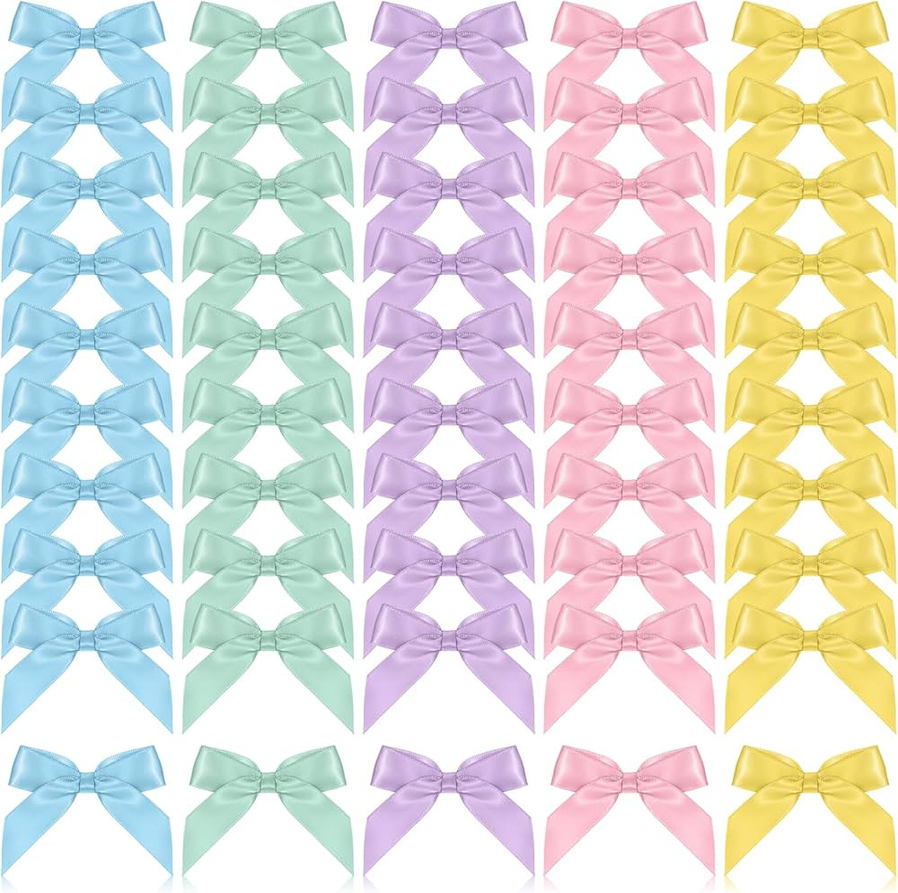 50PCS Self Adhesive Satin Bows for Gift Wrapping Pastel Small Bows for Crafts 2" Bow Decorations ... | Amazon (US)