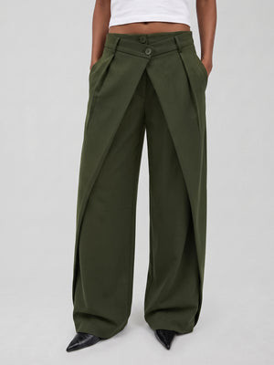 Cross Over Waist Wide Leg Pants | Commense