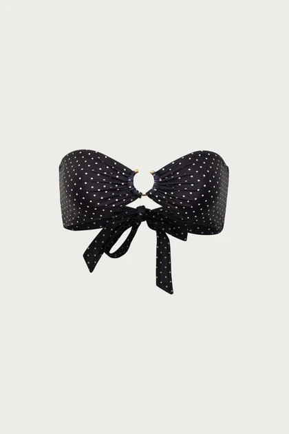 Pierced Bandeau Top (Black Cream Polka Dot) | SAME