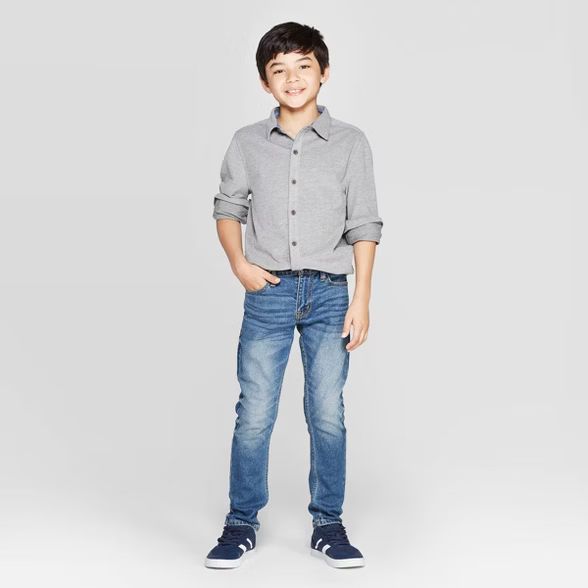 Boys' Long Sleeve Pique Button-Down Shirt - Cat & Jack™ | Target