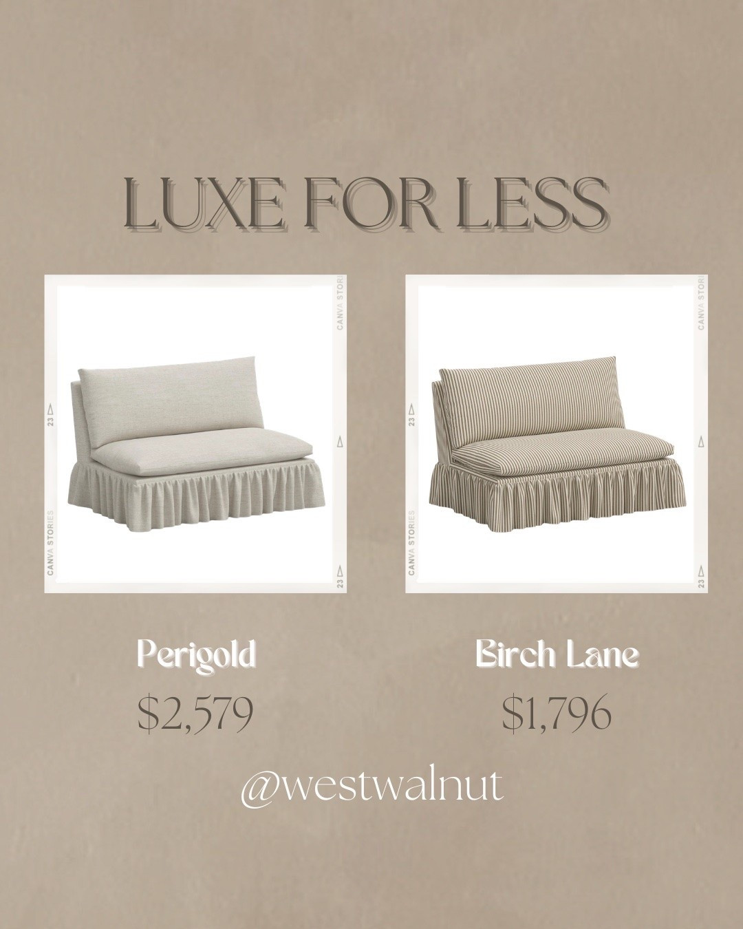 Ruffle Settee Luxe For Less

On the left is the Stoffer Home crafted by Cloth & Company Thelma Settee from Perigold in Relaxed Zinc.

On the right is also the Stoffer Home x Cloth and Co. Thelma Settee, but in Jane Stripe from Perigold.

While these two ruffle settees are the same exact one from the same manufacturer, the price points at the two different stores with different fabric finishes, the price points are significantly different! Personally, I love the detailing of the cheaper, striped option! Birch lane also has more striped and floral fabric options that are beautiful!

#homedecor #livingroom #rufflefurniture #modernhome #cozyhome

#LTKHome
