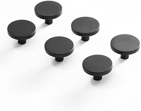 BINO 6-Pack Cabinet Knobs - 1.22" Diameter (31mm), Matte Black - Dresser Knobs for Dresser Drawer... | Amazon (US)