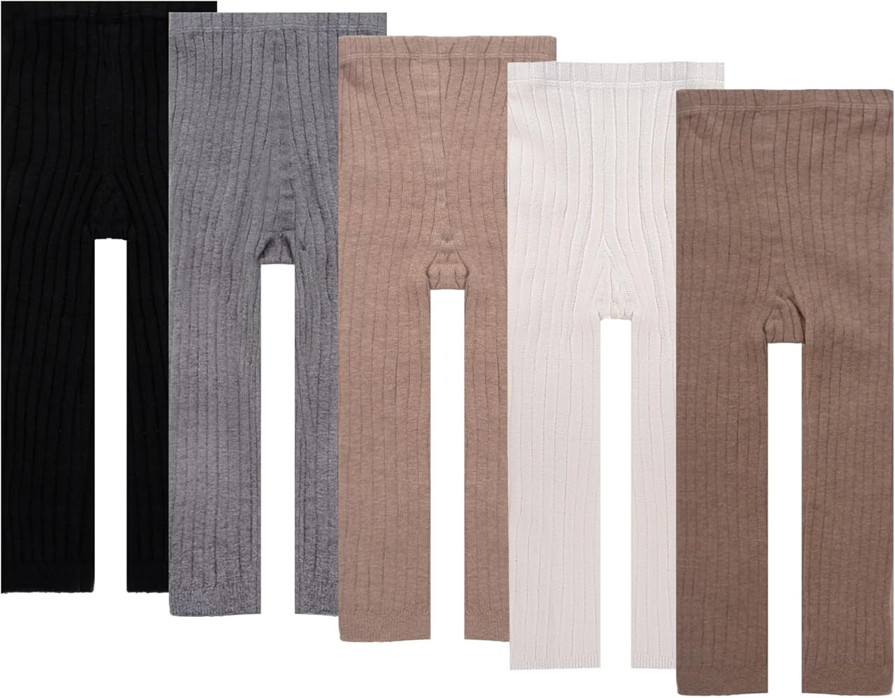 Meeshine Baby Girls Knit Legging Toddler Tight Solid Rib Footless Knitted Stocking Pant for 2-8T,... | Amazon (US)