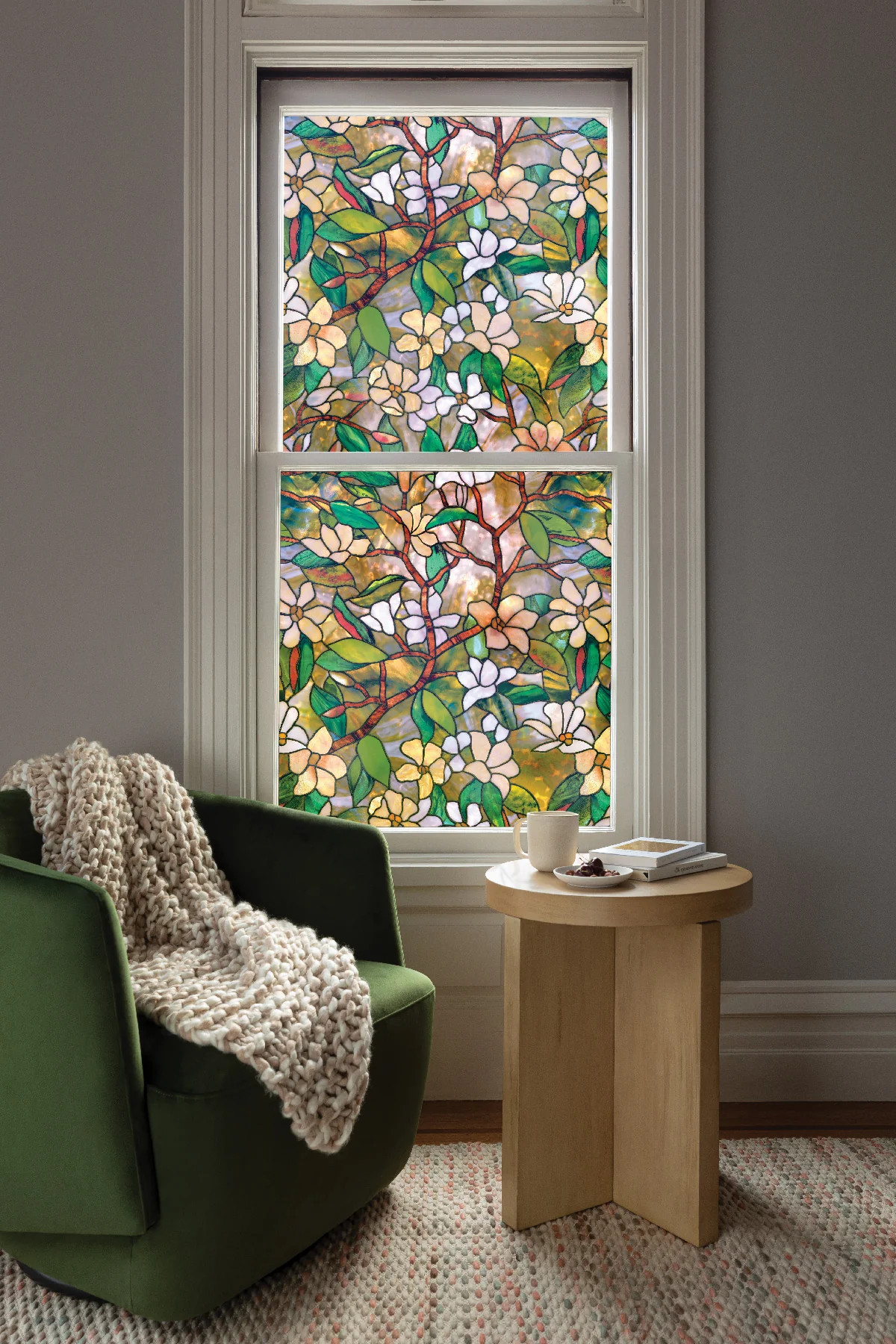 Magnolia | Window Film with Vibrant Colored Pattern | Made in USA | Artscape