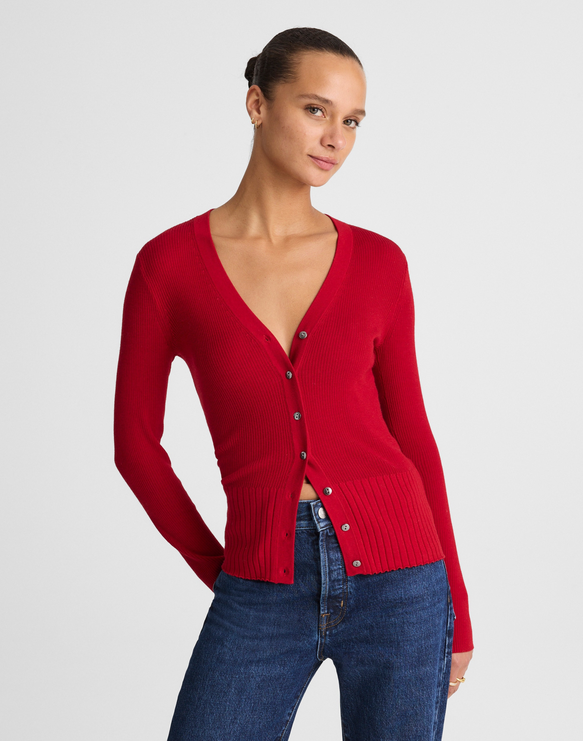 V-Neck Cardigan in Merino-Silk Blend | Madewell