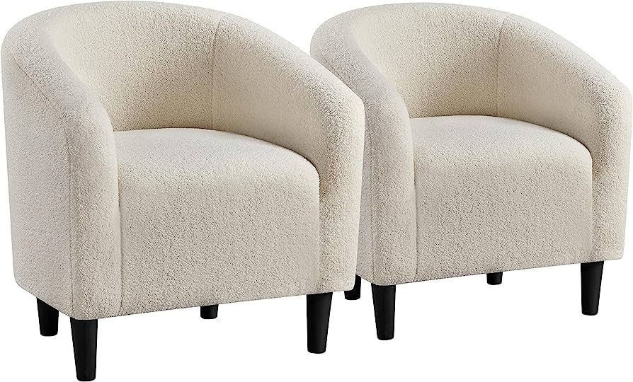 Yaheetech Barrel chairs, Furry Accent chairs, Sherpa Cozy Modern with Soft Padded Armrest, Fuzzy ... | Amazon (US)