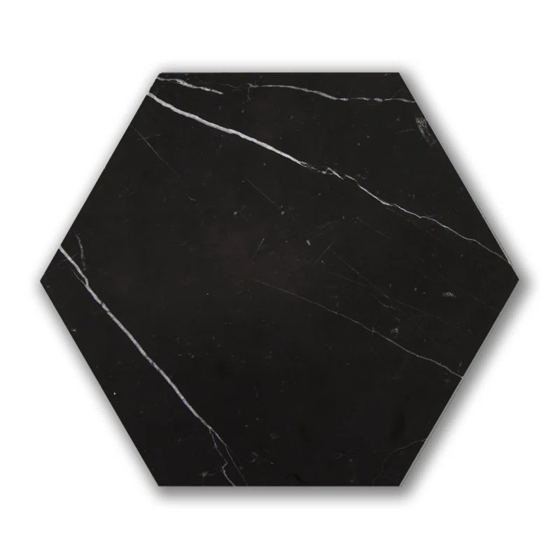 Nero Marquina 10" Hexagon Marble Tile | Wayfair North America