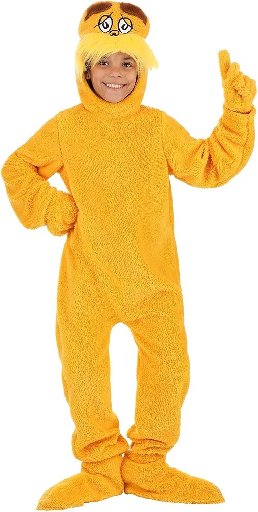Child Dr. Seuss The Lorax Costume - Deluxe Jumpsuit with Plush Hood, Hand Covers, and Foot Covers... | Amazon (US)