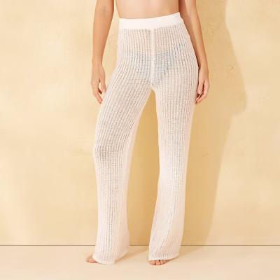 Women's Crochet Cover Up Pants - Shade & Shore™ Cream XS | Target