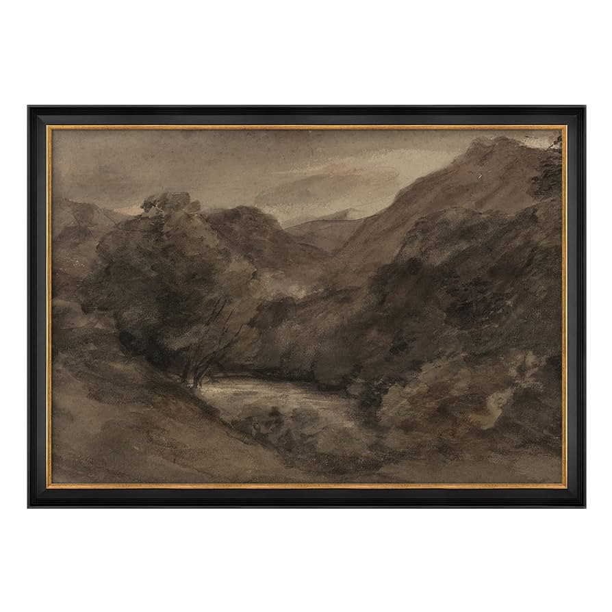 MUDECOR Premium Framed Wall Art Moody Landscape with River and Hills Illustrations Impressionism ... | Amazon (US)