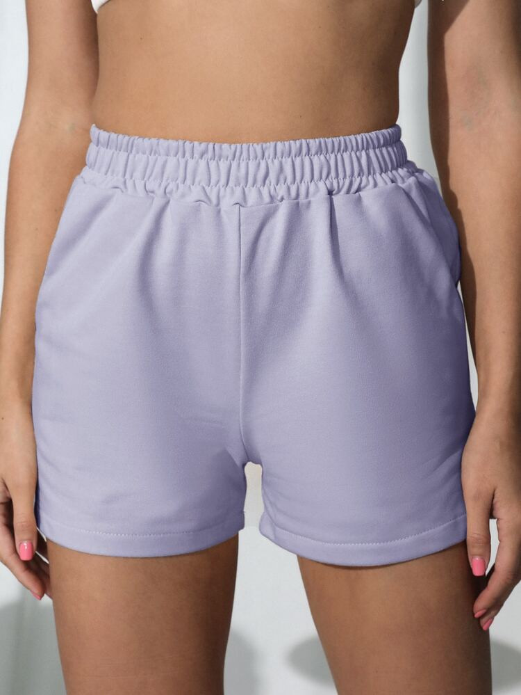 Elastic Waist Solid Shorts | SHEIN
