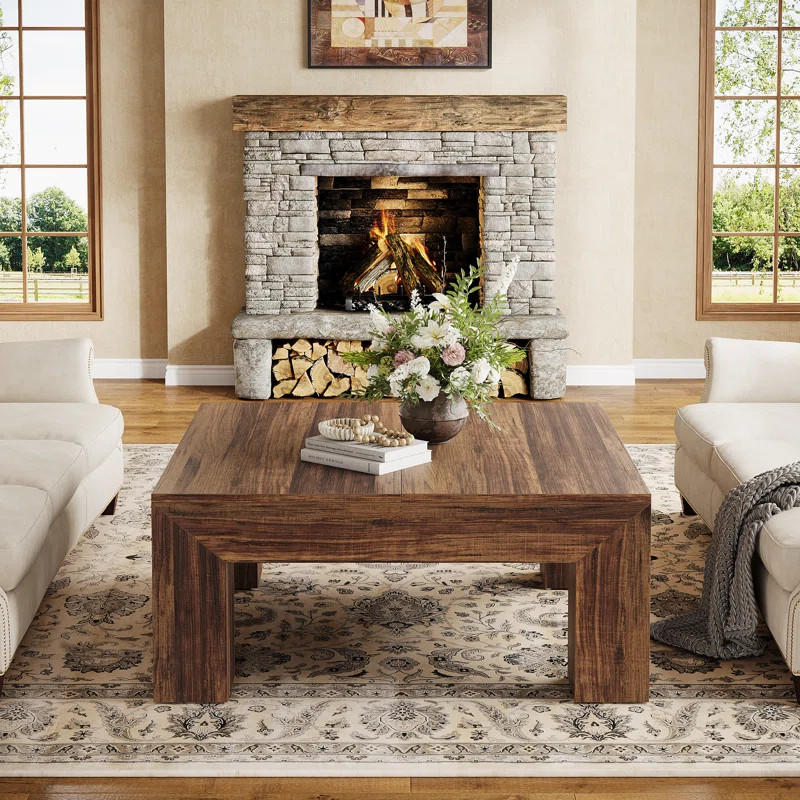 Table basse carrée 39,4 pouces, table de salon en bois | Wayfair North America