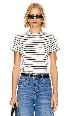 NILI LOTAN Mariela Crewneck Tee in Navy & Ivory Stripe from Revolve.com | Revolve Clothing (Global)