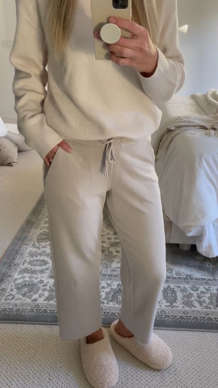 cozy, neutral WFH outfit 🤍 I’m super into a monochromatic look and these comfortable lounge pieces are perfect for working from home, running errands or grabbing coffee with a friend! WFH outfit ideas | loungewear | neutral fashion | neutral outfit ideas | knit sweater | ankle pants

#LTKSeasonal #LTKHoliday #LTKstyletip