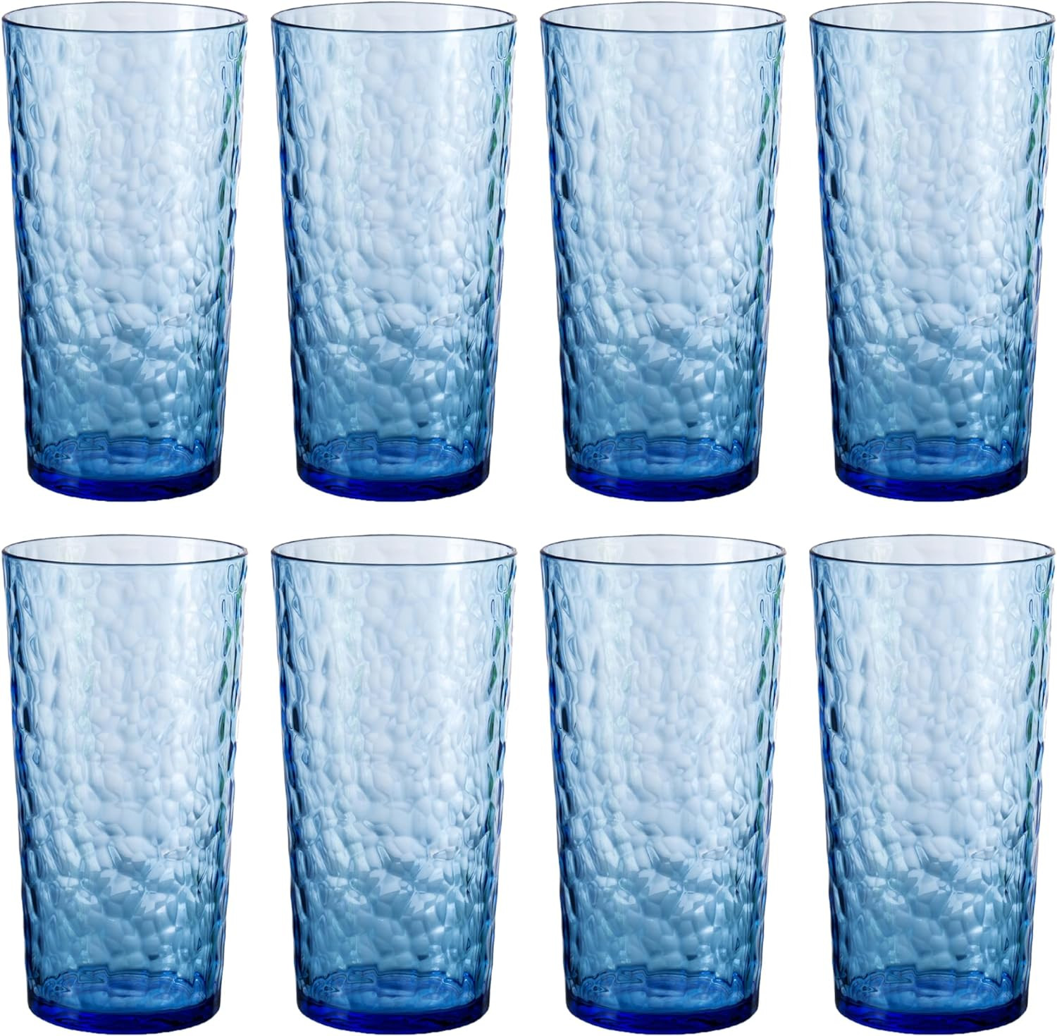 24-ounce Plastic Tumblers, Acrylic Drinking Glasses High-Balls, set of 8 Blue, Reusable Plastic C... | Amazon (US)