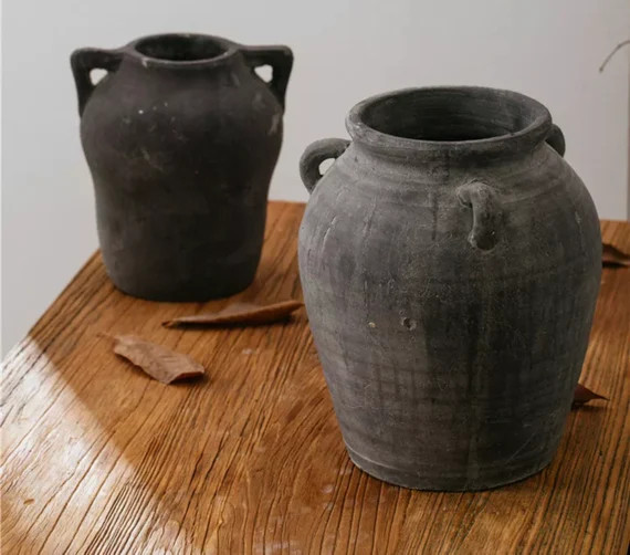 Handmade Artesian Charcoal Terracotta Vase - Etsy | Etsy (US)