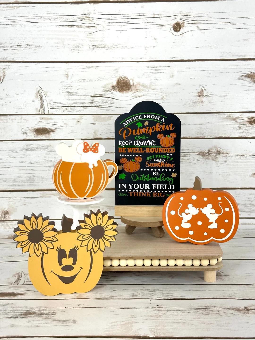 Disney Inspired Pumpkin Spice Tiered Tray Decor, Fall Disney Decor, Mickey Fall Tiered Tray, Pumk... | Etsy (US)