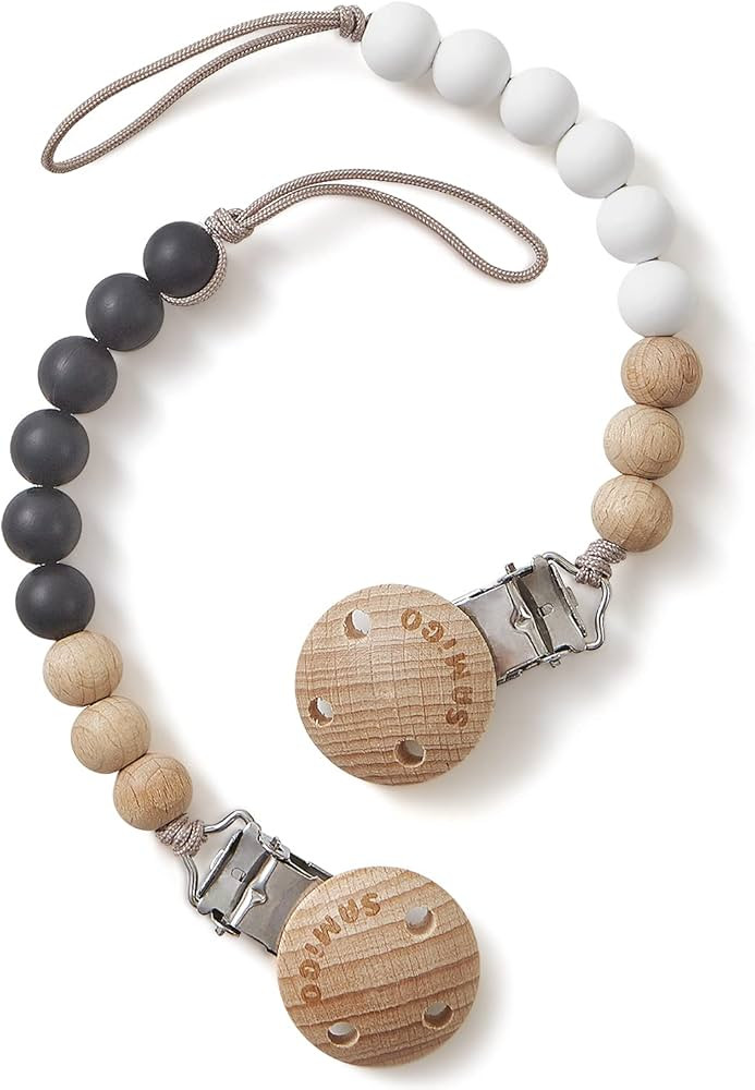 SAMiGO Silicone Pacifier Clips Holders Paci Binky Clips for Baby Boys and Girls - 2 Pack | Amazon (US)