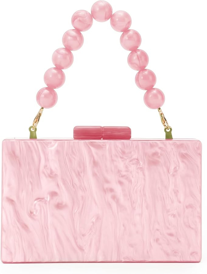 Fecialy Women Acrylic Clutch Purse Beads Evening Handbag Marble Clutch Formal Party Bridal Weddin... | Amazon (US)