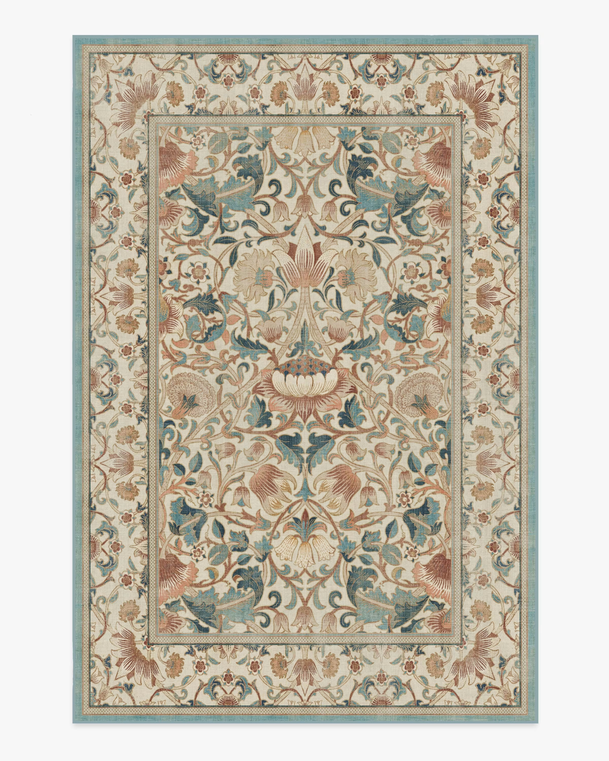 Morris & Co. Lodden Soft Rose & Teal Tufted Rug | Ruggable