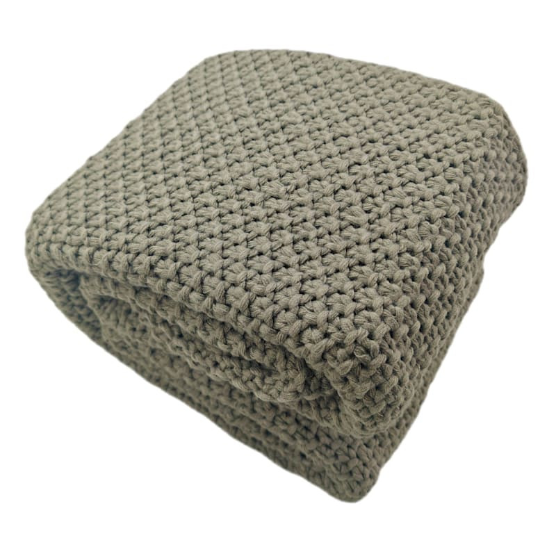 Green Sweater Knit Bed Blanket, King | At Home