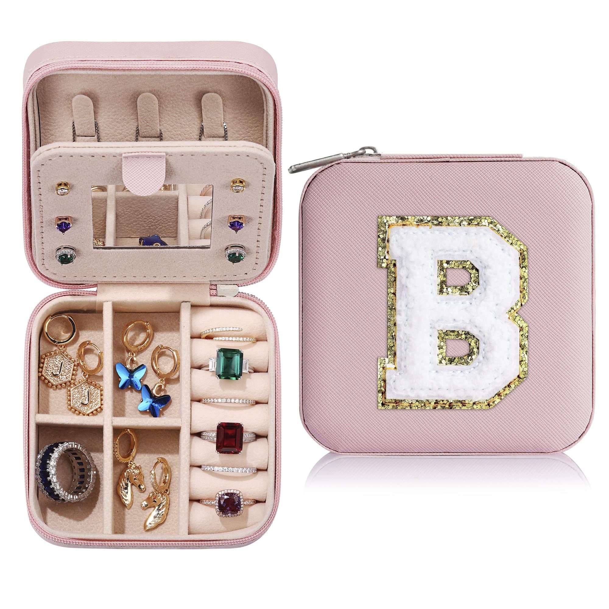 Yqljew Travel Jewelry Case for Girls, B Initial Jewelry Box | Small Jewelry Box | Teen Girl Gifts... | Amazon (US)