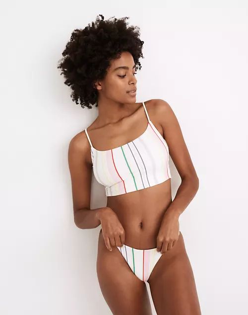 Madewell Second Wave Longline Bikini Top in Rainbow Stripe | Madewell