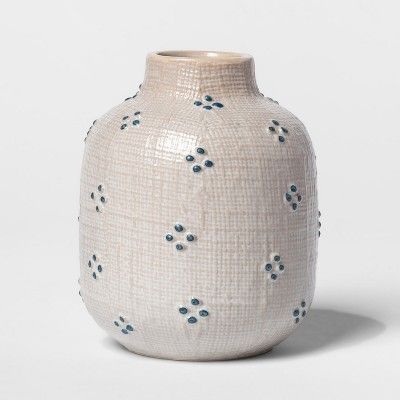 4" x 3.3" Stoneware Matte Bud Vase White/Blue - Threshold™ | Target